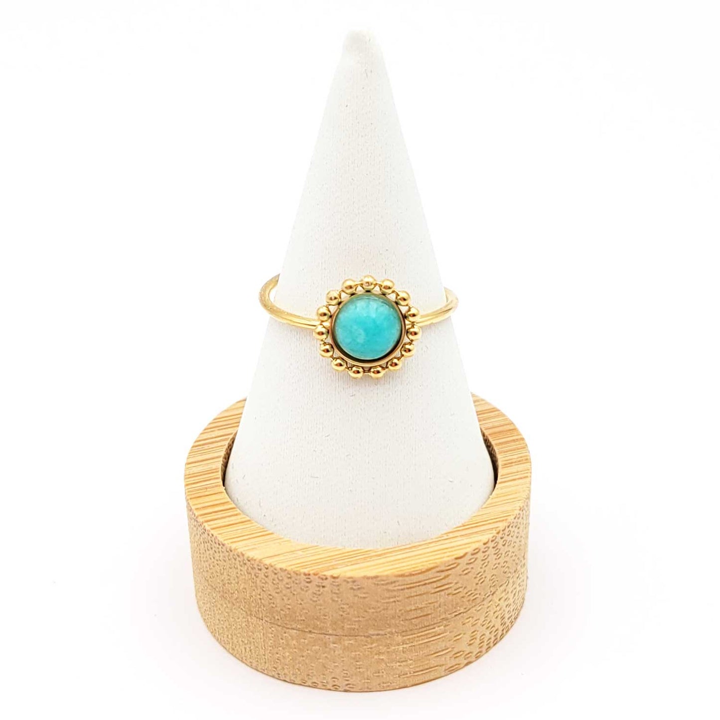 Bague Ninon amazonite doré réglable