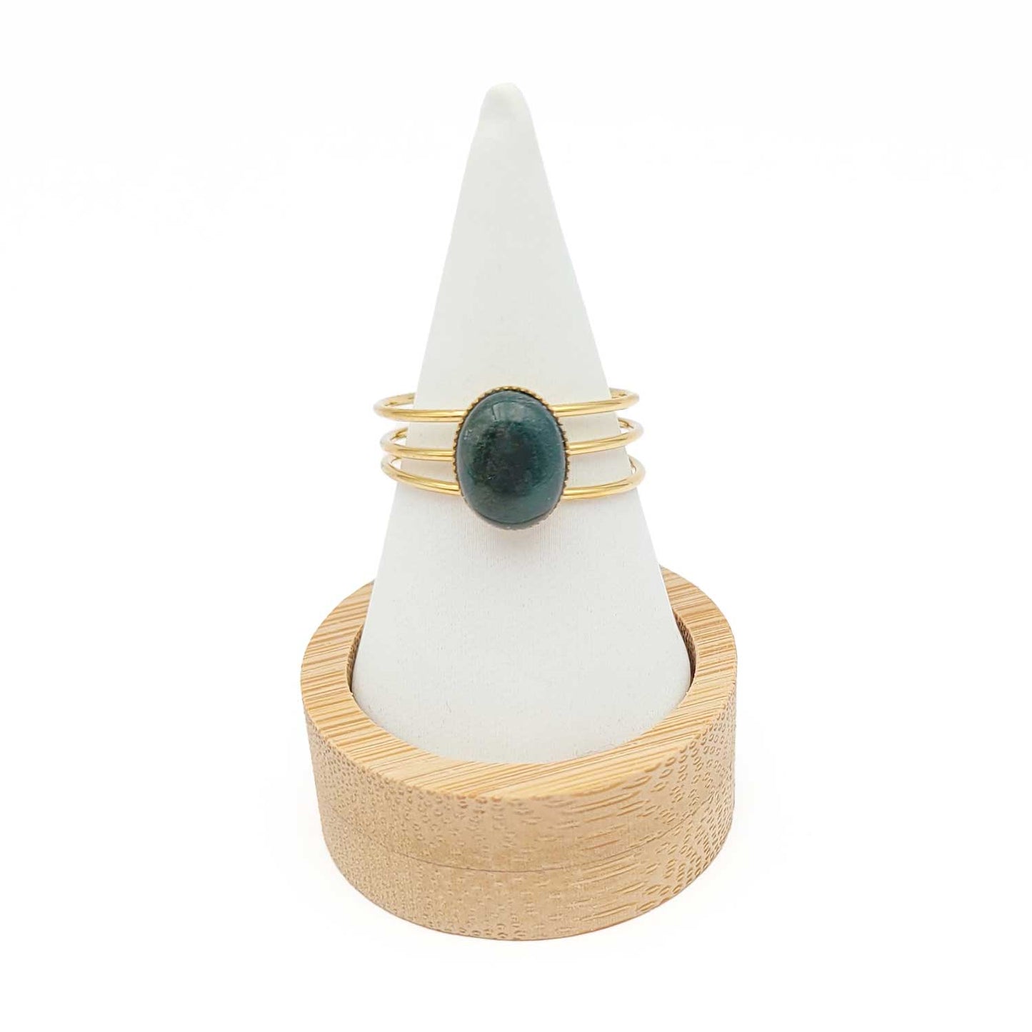 Bague Olympe agate indienne verte - doré - 57-59