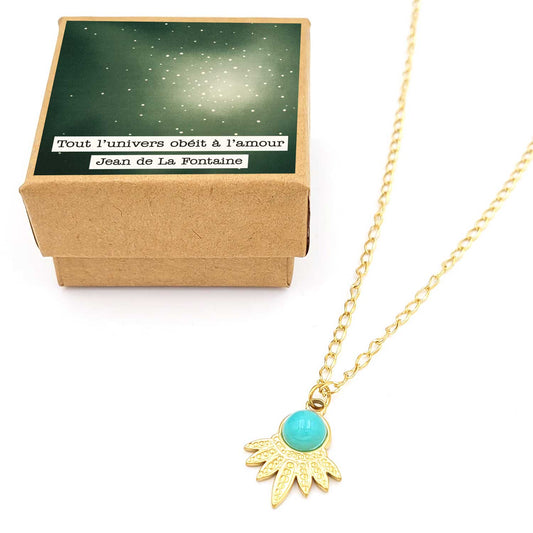 Collier Carole - acier inoxydable doré avec amazonite