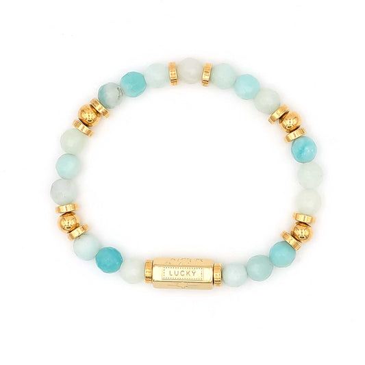 bracelet amazonite porte bonheur chance grigri cadeau lithotherapie pierre naturelle