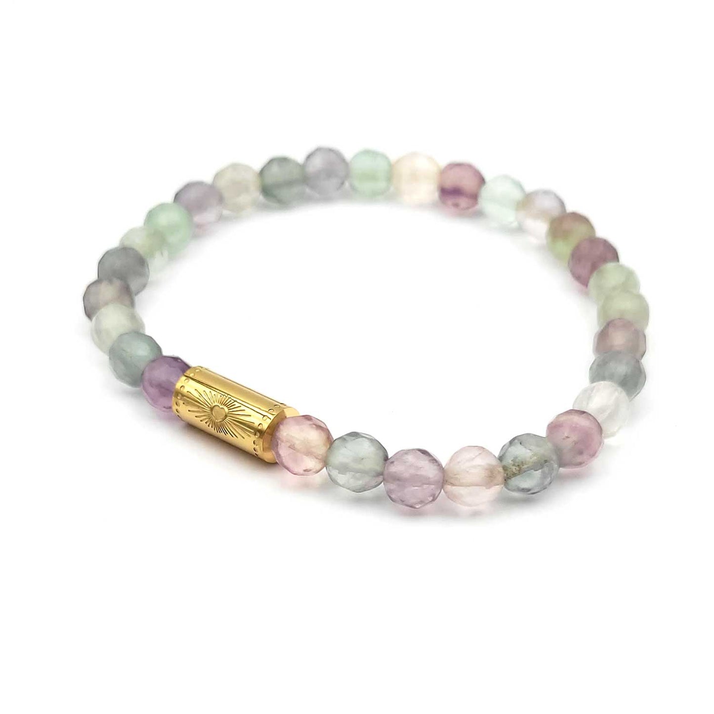 Bracelet Grigri fluorite - doré - boîte la chance