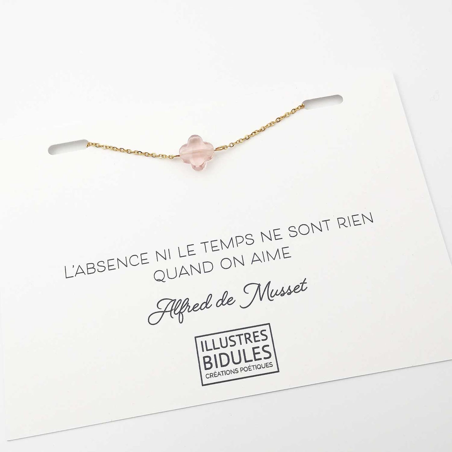Bracelet Diane trèfle rose translucide - doré