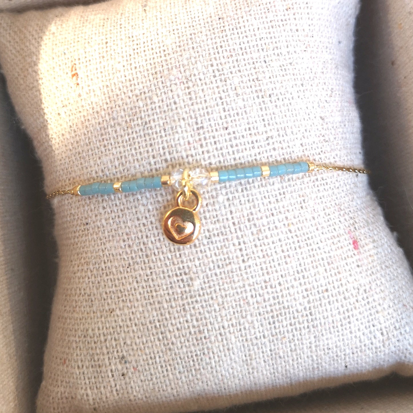 Bracelet miyuki petit coeur - bleu - Le coeur d'une soeur est un diamant de pureté